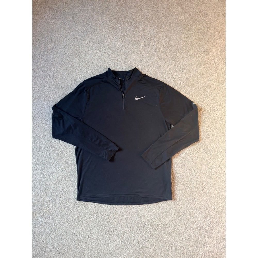 Nike Running Women's Medium Dri-FIT Quarter Zip Pullover Thumbhole Cuffs Black